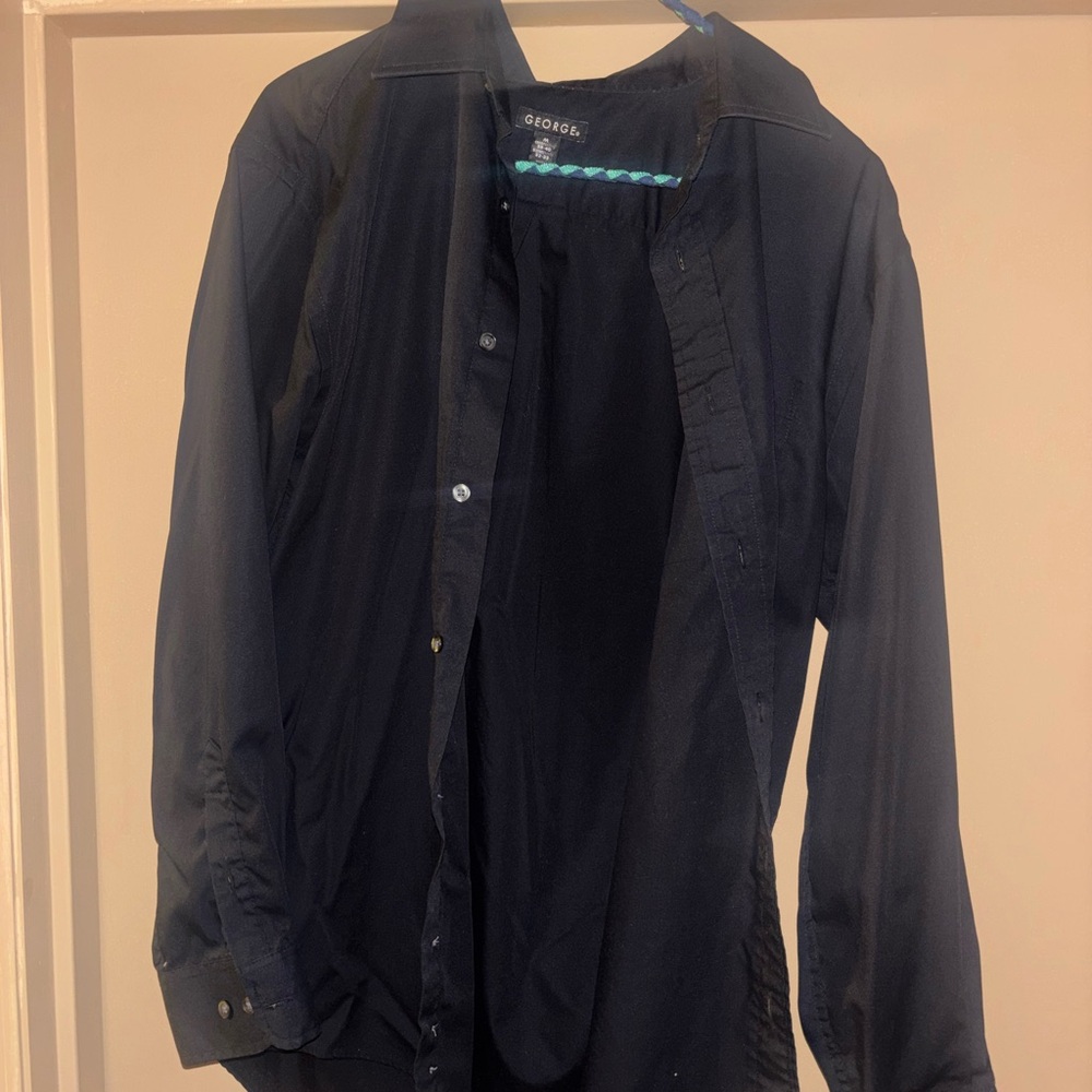 George Men's Dark Black button up shirt